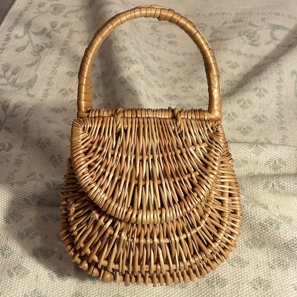 Reformation Handbags - Reformation Wicker Basket Small Purse with Handle Rare